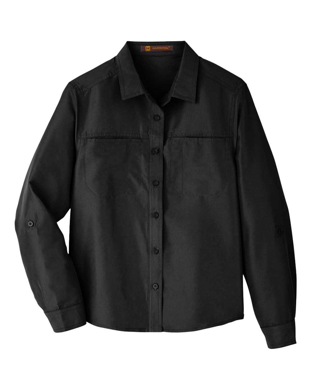 Harriton Ladies' Key West Long-Sleeve Performance Staff Shirt - Black