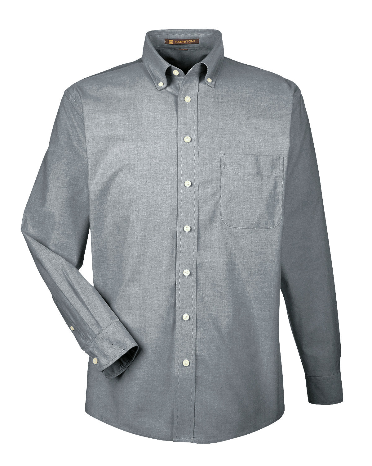 Harriton Men's Long-Sleeve Oxford with Stain-Release - Oxford Grey