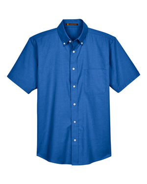 Harriton Men's Short-Sleeve Oxford with Stain-Release - French Blue