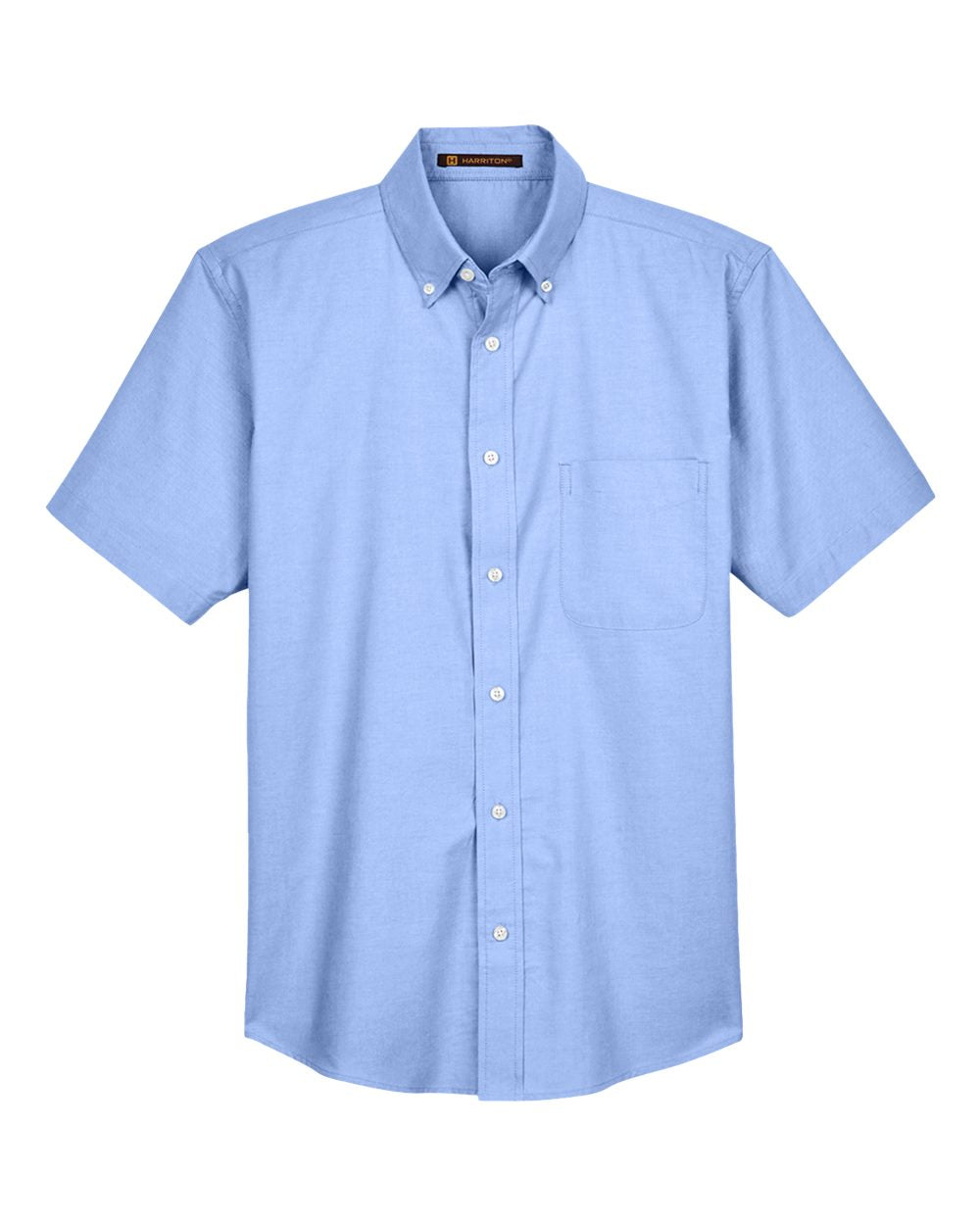 Harriton Men's Short-Sleeve Oxford with Stain-Release - Light Blue