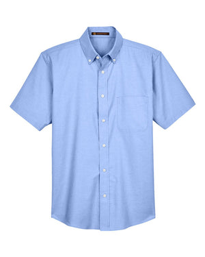 Harriton Men's Short-Sleeve Oxford with Stain-Release - Light Blue