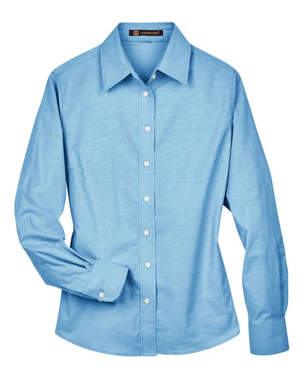 Harriton Ladies' Long-Sleeve Oxford with Stain-Release - Light Blue
