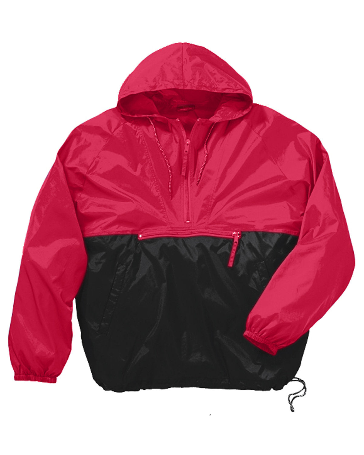 Harriton Adult Packable Nylon Jacket - Red/Black
