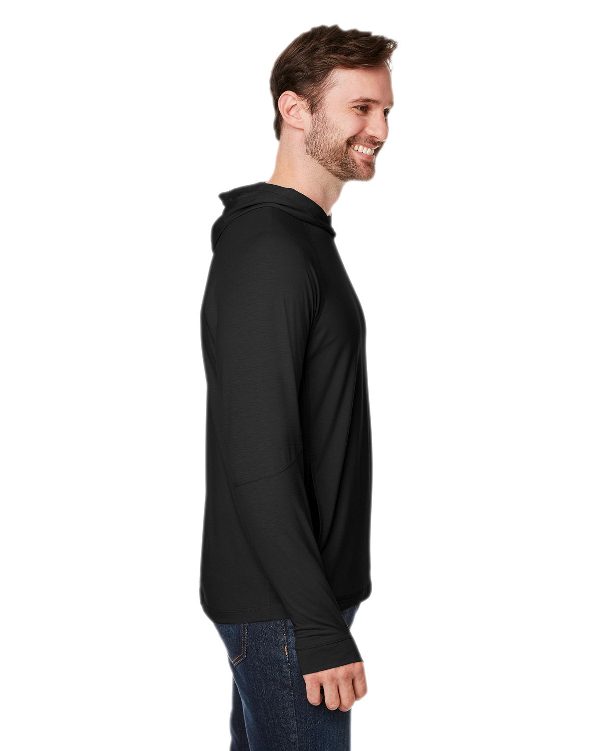 North End Unisex JAQ Stretch Performance Hooded T-Shirt - Side