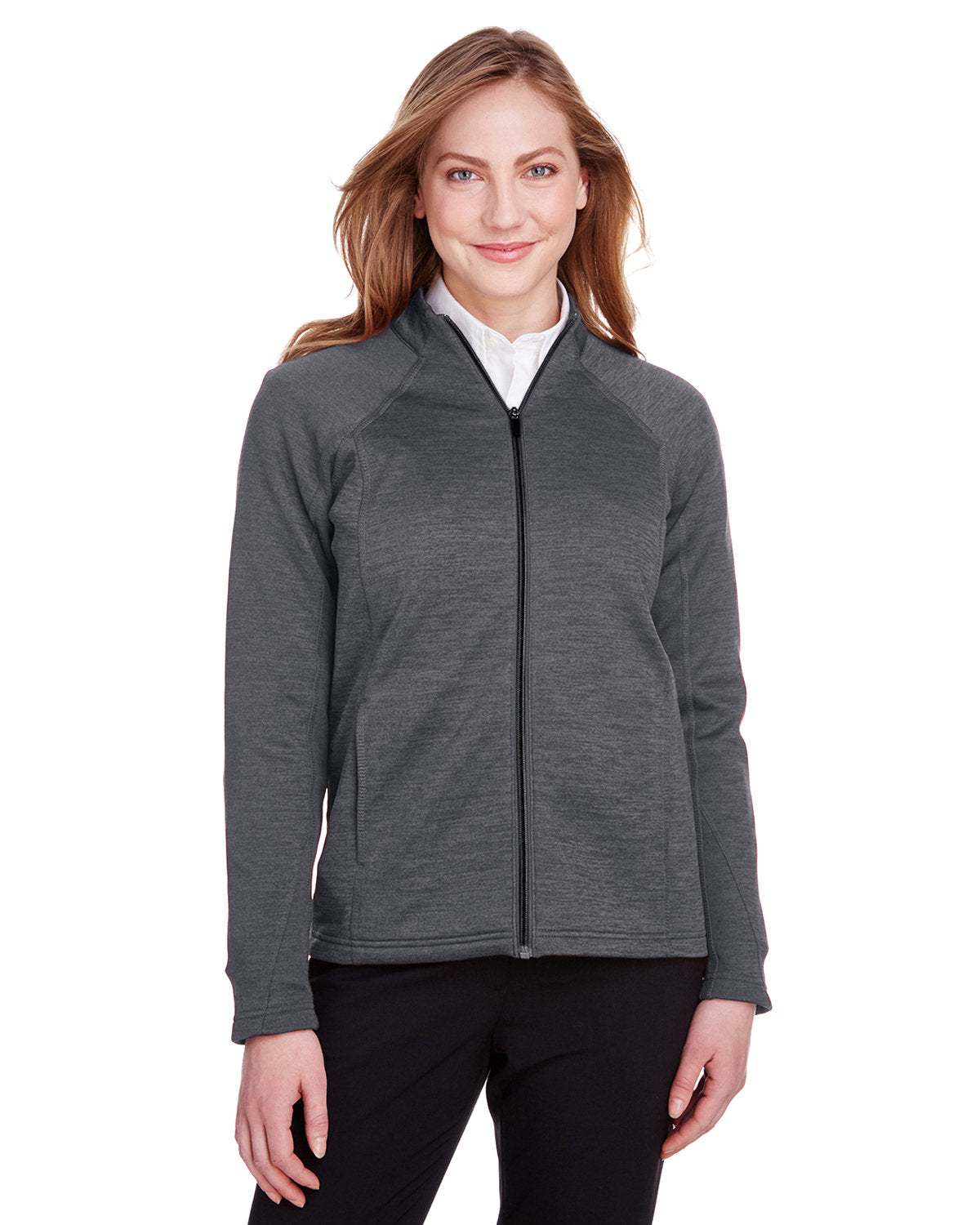 North End Ladies' Flux 2.0 Full-Zip Jacket - Carbon Hthr/Blk