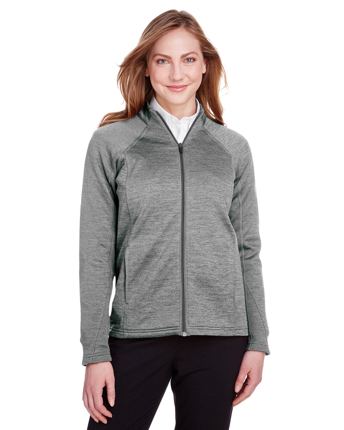 North End Ladies' Flux 2.0 Full-Zip Jacket - Lt Hthr/Carbon