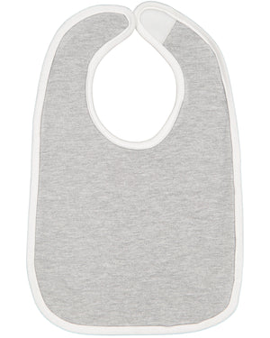 Rabbit Skins Infant Contrast Trim Bib - Heather/White