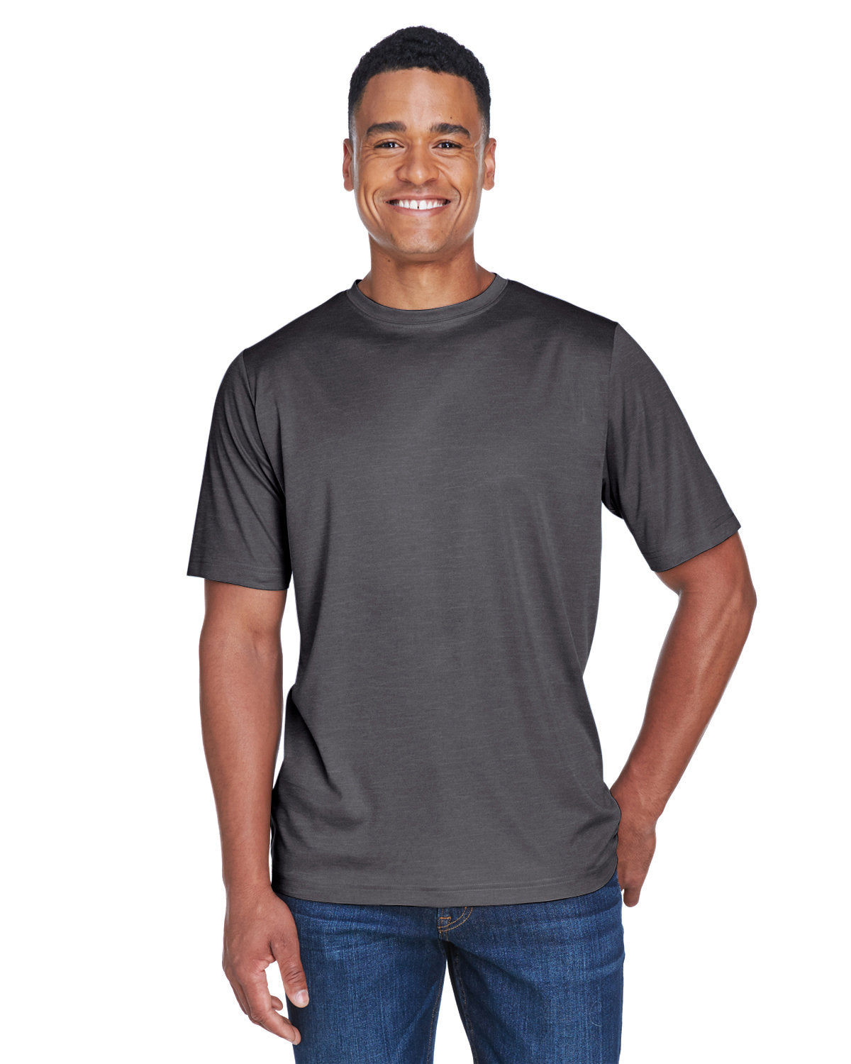Team 365 Men's Sonic Heather Performance T-Shirt - Dk Grey Heather
