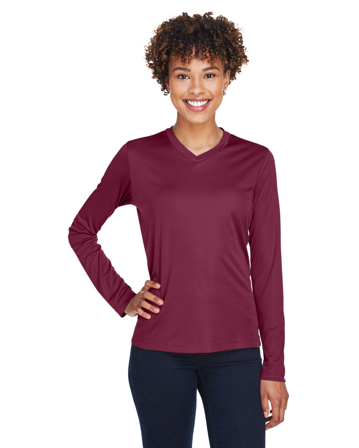 Team 365 Ladies' Zone Performance Long-Sleeve T-Shirt - Front