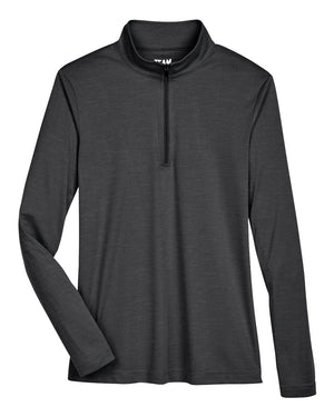 Team 365 Ladies' Zone Sonic Heather Performance Quarter-Zip - Black Heather