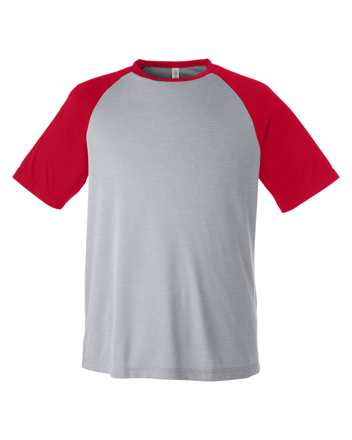 Team 365 Unisex Zone Colorblock Raglan T-Shirt - Ath Hthr/Sp Red