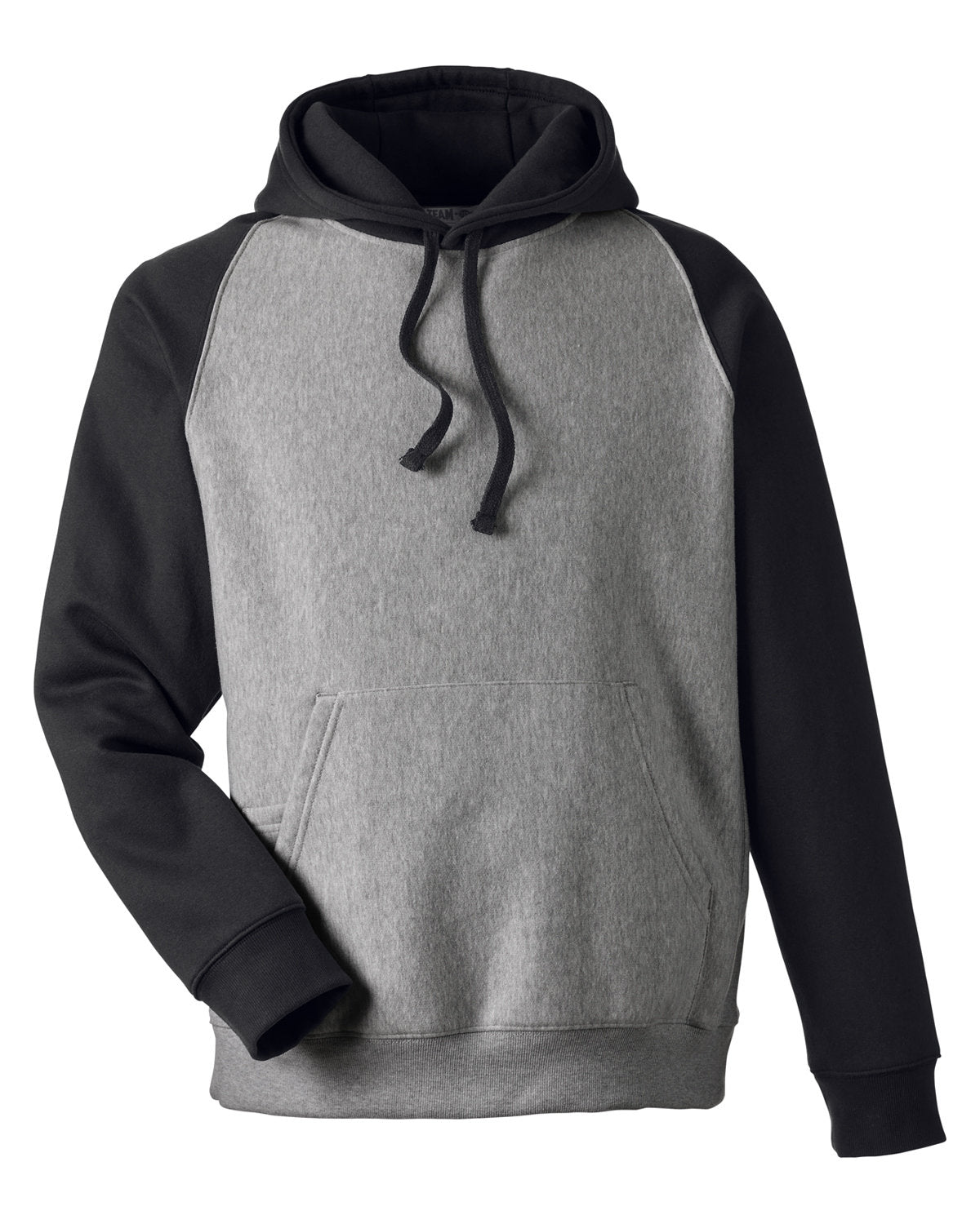 Team 365 Unisex Zone HydroSport™ Heavyweight Colorblock Hooded Sweatshirt - Dk Gry Hthr/Blk