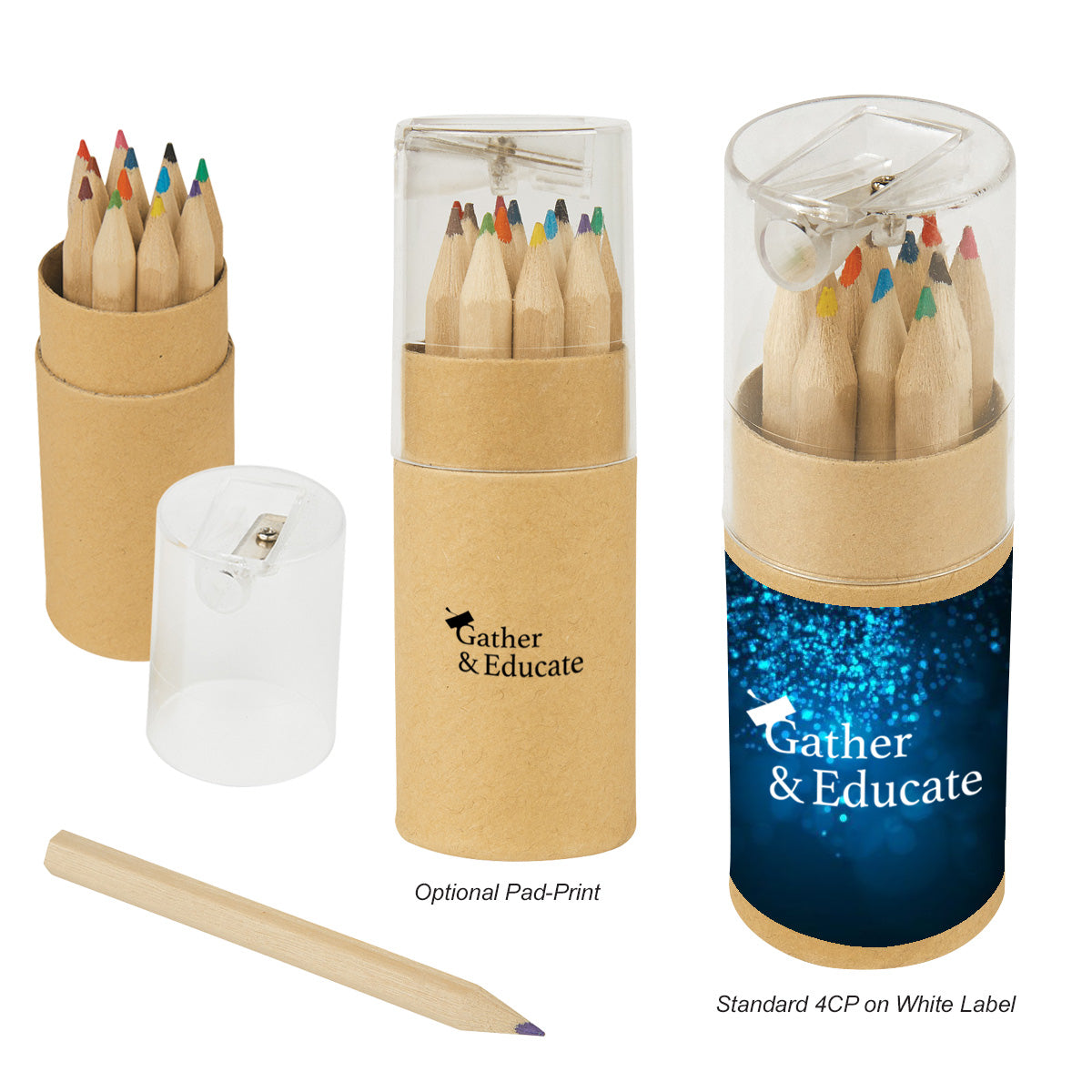 12-Piece Colored Pencils Tube With Sharpener