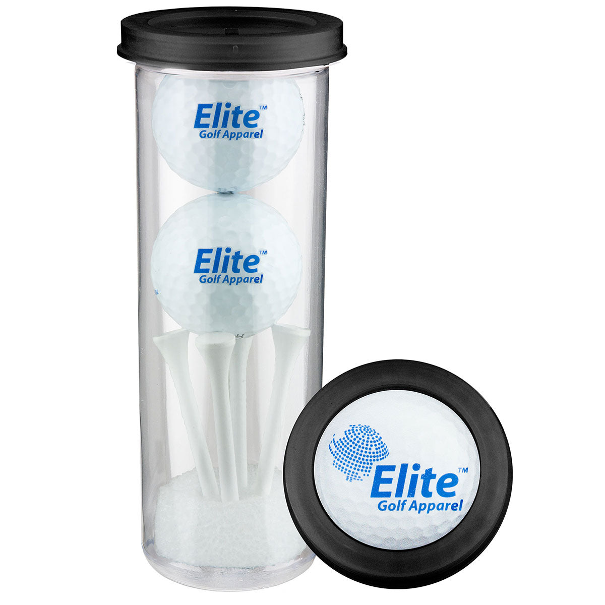 Value Golf Gift Tube - Golf Balls and tees with domed Imprint