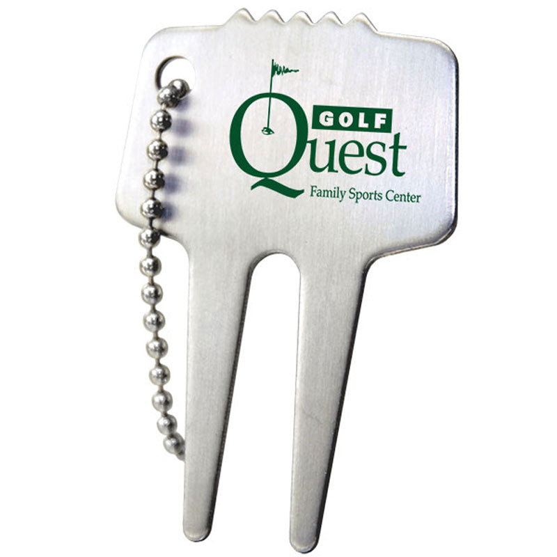 Brushed Stainless Steel Divot Tool with Chain